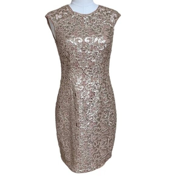 BHLDN Aidan Mattox Sequin Cocktail Dress in Gold Metallic Size 4 NWOT - Picture 1 of 11